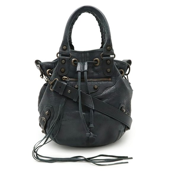 BALENCIAGA Gray Leather Shoulder Bag - Picture 1 of 9